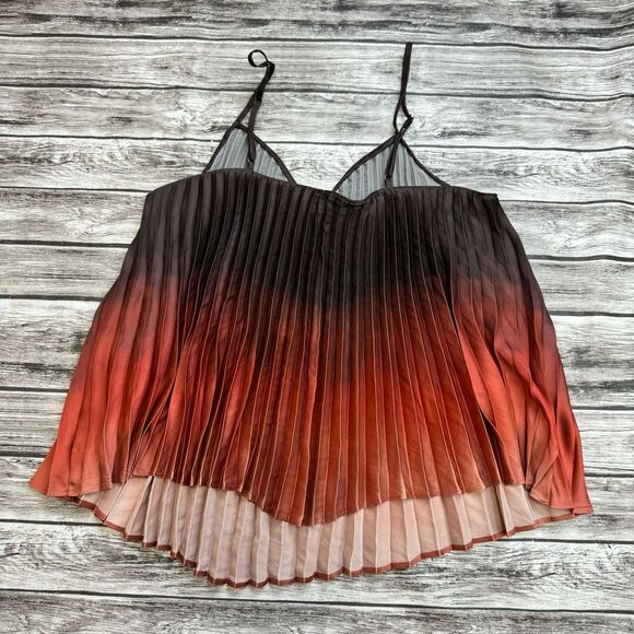 Banana Republic Women's Accordion Pleat Brown Red Ombre Tank Top XS Extra Small - Picture 4 of 12